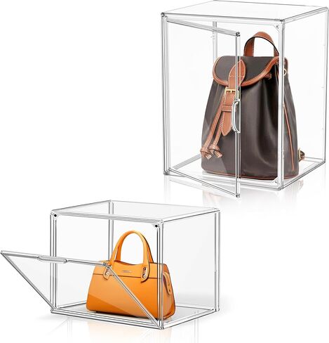 2 حزمة، 1 قطعة منظم تخزين المحفظة 1 قطعة XX-Large طويل القامة صندوق تخزين الاكريليك حقيبة عرض حقيبة خزانة صناديق تخزين للأحذية، والأحذية، وحقيبة كبيرة، وحقيبة الظهر، والمقتنيات، ومستحضرات التجميل in Kuwait