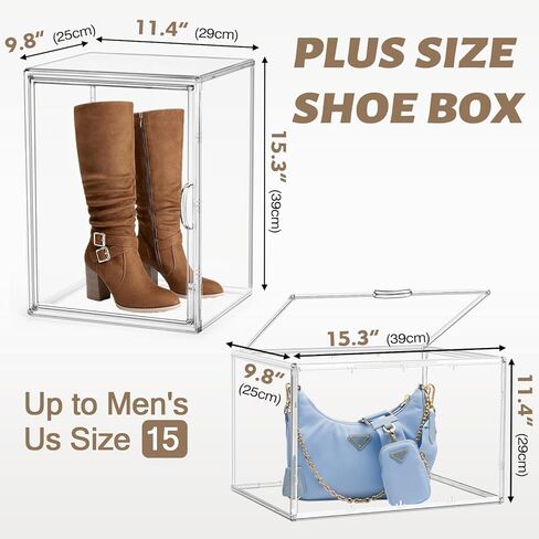 2 حزمة، 1 قطعة منظم تخزين المحفظة 1 قطعة XX-Large طويل القامة صندوق تخزين الاكريليك حقيبة عرض حقيبة خزانة صناديق تخزين للأحذية، والأحذية، وحقيبة كبيرة، وحقيبة الظهر، والمقتنيات، ومستحضرات التجميل in Kuwait