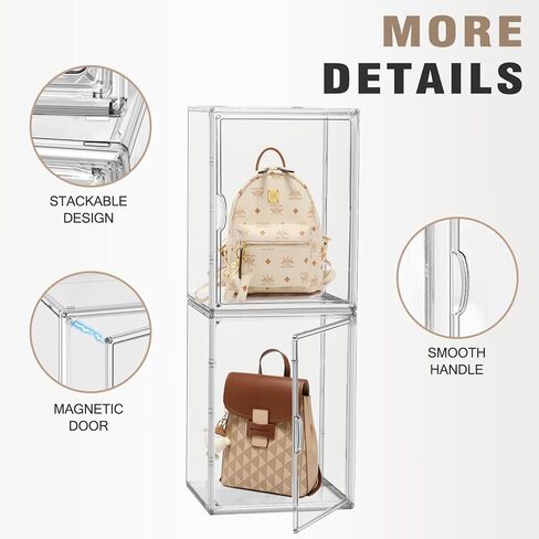 2 حزمة، 1 قطعة منظم تخزين المحفظة 1 قطعة XX-Large طويل القامة صندوق تخزين الاكريليك حقيبة عرض حقيبة خزانة صناديق تخزين للأحذية، والأحذية، وحقيبة كبيرة، وحقيبة الظهر، والمقتنيات، ومستحضرات التجميل in Kuwait