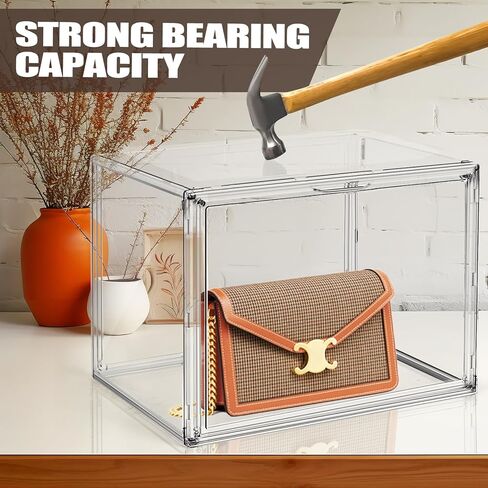 2 حزمة، 1 قطعة منظم تخزين المحفظة 1 قطعة XX-Large طويل القامة صندوق تخزين الاكريليك حقيبة عرض حقيبة خزانة صناديق تخزين للأحذية، والأحذية، وحقيبة كبيرة، وحقيبة الظهر، والمقتنيات، ومستحضرات التجميل in Kuwait