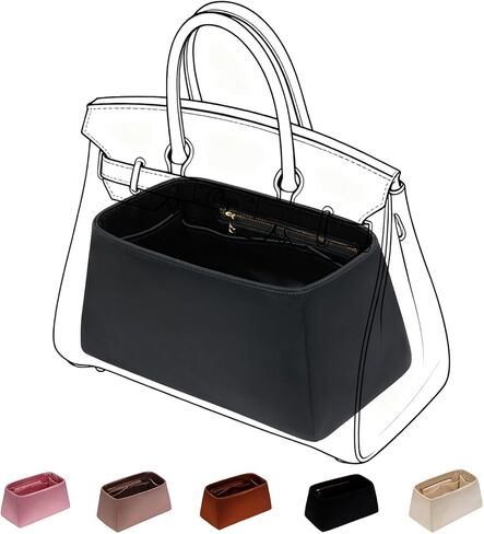 ZTUJO Silky Purse Organizer For Birkin, Luxury Purse Organizer Insert (Black, BK30) in Saudi Arabia