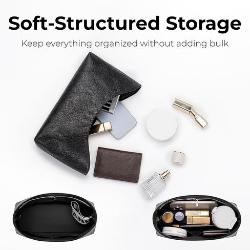 Purse Organizer Insert for LV Carryall Cargo Vibe PM Handbag, Custom Fit Inside Premium Lightweight Water Resistant Purse Insert with Zipper(Matte Black) in Saudi Arabia