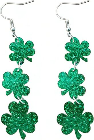 St. Patrick's Day Earrings, Irish Green Shamrock Acrylic Dangle Earrings for Women, Festive Stud for St. Patrick's Day Accessories and Gifts (Clover earrings) in Saudi Arabia