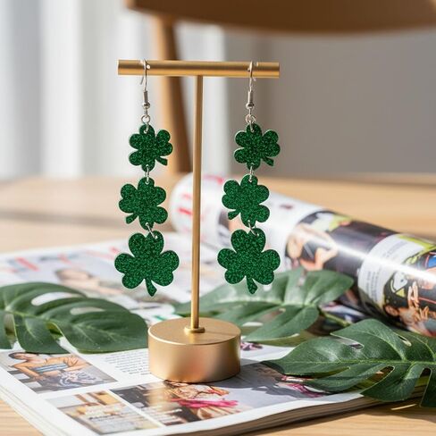 St. Patrick's Day Earrings, Irish Green Shamrock Acrylic Dangle Earrings for Women, Festive Stud for St. Patrick's Day Accessories and Gifts (Clover earrings) in Saudi Arabia