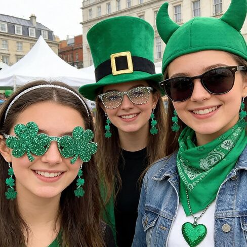 St. Patrick's Day Earrings, Irish Green Shamrock Acrylic Dangle Earrings for Women, Festive Stud for St. Patrick's Day Accessories and Gifts (Clover earrings) in Saudi Arabia
