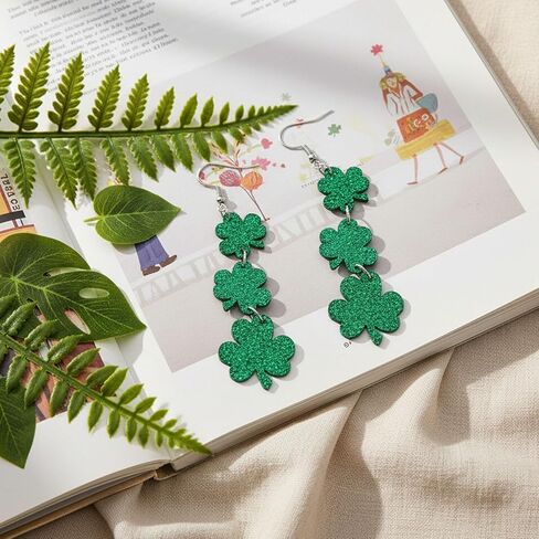 St. Patrick's Day Earrings, Irish Green Shamrock Acrylic Dangle Earrings for Women, Festive Stud for St. Patrick's Day Accessories and Gifts (Clover earrings) in Saudi Arabia