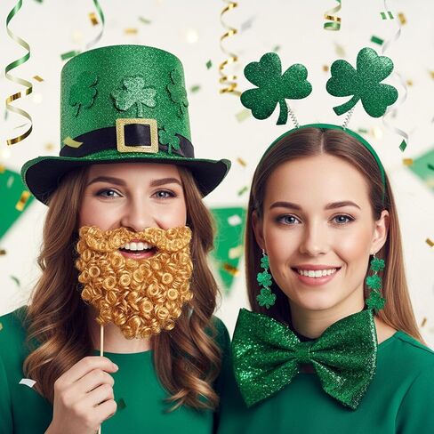 St. Patrick's Day Earrings, Irish Green Shamrock Acrylic Dangle Earrings for Women, Festive Stud for St. Patrick's Day Accessories and Gifts (Clover earrings) in Saudi Arabia