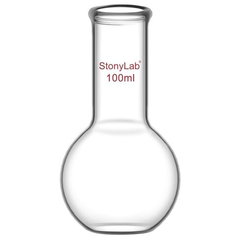 StonyLab Glass 250ml قارورة طويلة الرقبة مسطحة القاع، زجاج البورسليكات ثقيل الجدار مسطح القاع قارورة الغليان مع رقبة طويلة، 250 مل in Saudi Arabia