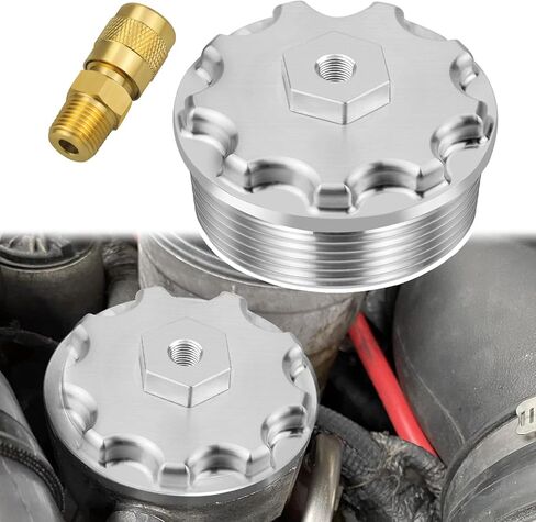 Fuel Filter Cap With Fuel Pressure Port Fit for 2003-2007 Ford F250 F350 F450 F550 Super Duty International 6.0L Diesel Black in Saudi Arabia