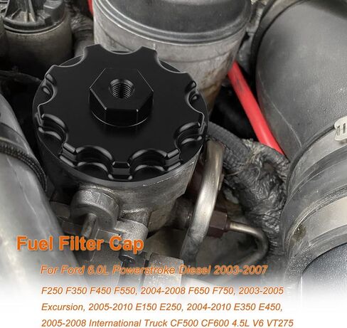 Fuel Filter Cap With Fuel Pressure Port Fit for 2003-2007 Ford F250 F350 F450 F550 Super Duty International 6.0L Diesel Black in Saudi Arabia