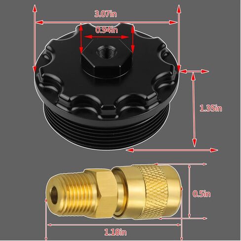 Fuel Filter Cap With Fuel Pressure Port Fit for 2003-2007 Ford F250 F350 F450 F550 Super Duty International 6.0L Diesel Black in Saudi Arabia