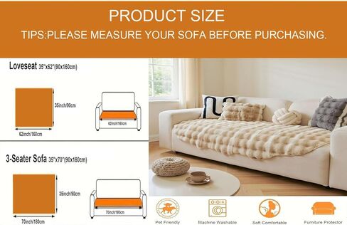 Couch Cover for Dogs, Rabbit Plush Sofa Cover Pet-Friendly Sofa Protector - Washable, Anti-Slip Furniture Protector Pad for Sectional & Couches (Gray, 35" x 70") in Saudi Arabia