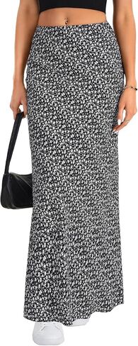 Vrtige Women's Summer Trendy Boho Skirts Elasticized High Waisted A Line Maxi Skirt in Saudi Arabia