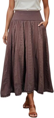 Agan Traders 2026 Maxi Skirts for Women - Bohemian Cotton High Waisted Women's Skirts - Embroidered Long Skirts for Women in Saudi Arabia