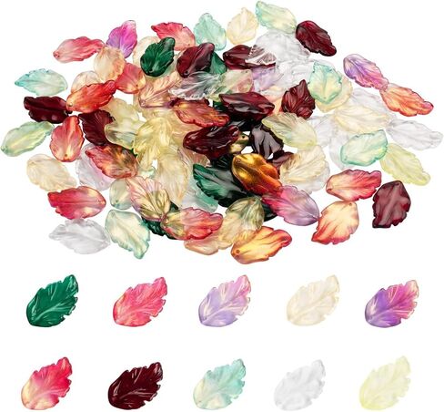 X Hot Popcorn 100PCS Czech Glass Leaf Bead Charms Leaf Shape Crystal Beads Cute Charms Earring Charms for DIY Necklace Jewelry Crafts Making in Kuwait