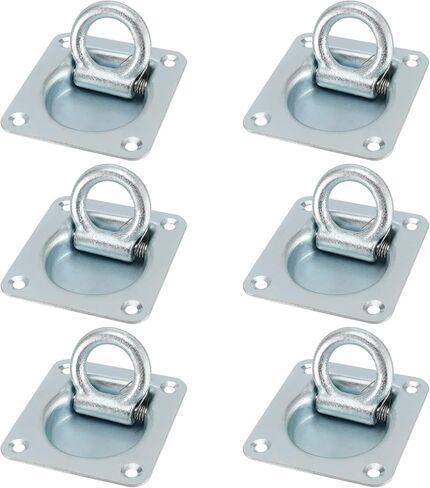 JOIKIT 6 Pack Recessed D-Ring Tie Down Anchors, Heavy Duty Galvanized Steel Flush Mount D-Rings, 6000 lbs Capacity, Recessed Pan Fitting D-Rings for Truck, Trailer, Deliveries in Saudi Arabia