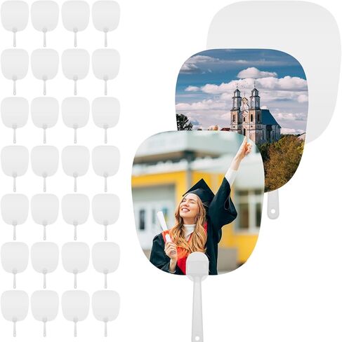 30 جهاز كمبيوتر شخصي من مراوح التسامي المحمولة، مراوح الكنيسة المحمولة مجموعة مزدوجة من جانب مروحة التسامي مجداف الفراغات DIY التسامي مروحة فارغة لضيوف حفلات الزفاف في الكنيسة in Kuwait