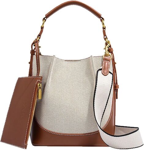 Women's bucket shaped wallet, wide shoulder strap, single shoulder handbag, canvas crossbody, drawstring, bucket bag in Kuwait