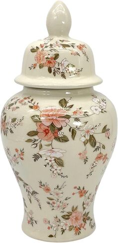 جالت انترناشيونال 18 بوصة سيراميك زهري كريم طلاء زجاجي بلمسة نهائية ريفية لمنزل المزرعة ديكور منزلي جديد برطمان زنجبيل تقليدي in Kuwait