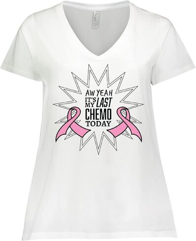 inktastic Aw Yeah, It's My Last Chemo Today Women's Plus Size V-Neck in Saudi Arabia