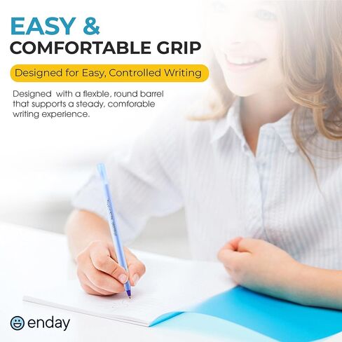 Enday Pens Ballpoint (60 Pack) 30 Blue & 30 Black Pens, Ink Pens Bulk, Medium Point 1.0mm, Smooth Writing Ballpoint Pens, Comfortable Grip Ball Point Pens Black, Quick Dry Ink. in Saudi Arabia