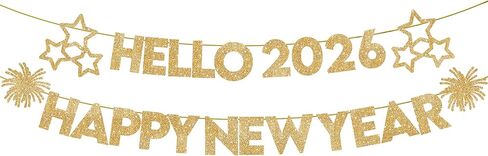 KatchOn, Happy New Year Banner 2026 - Large 10 Feet, No DIY | Gold Happy New Year Sign for New Years Eve Party Supplies 2026 | Foil Banner 2026 for Happy New Years Decorations 2026 in Saudi Arabia