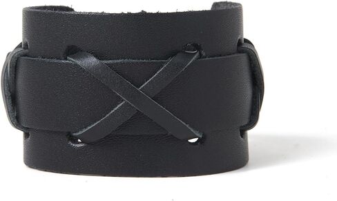 Rantanto جلد طبيعي مضفر أساور مطوية خمر العصرية الشرير الجلود الكفة قابل للتعديل بوهو الغربية أساور مجوهرات للرجال النساء in Kuwait