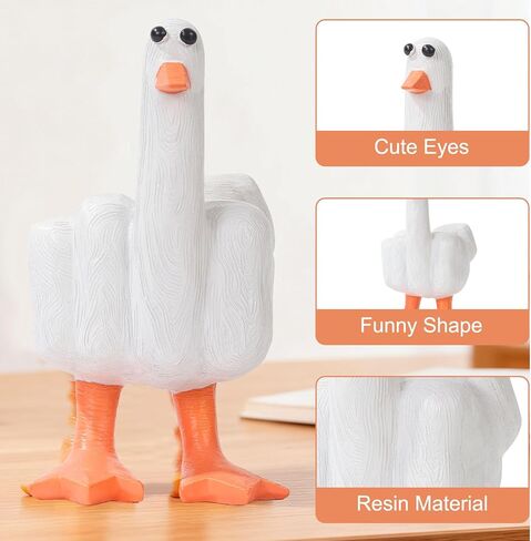 Funny Duck Decor, Cute Statue,White Resin Decoration, Parody Stress Relieving Home Item, Creative Bookshelf, Office Desk Ornament, for Best Friends in Saudi Arabia