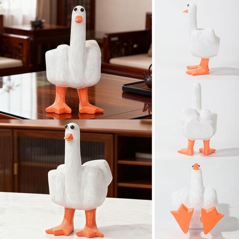 Funny Duck Decor, Cute Statue,White Resin Decoration, Parody Stress Relieving Home Item, Creative Bookshelf, Office Desk Ornament, for Best Friends in Saudi Arabia