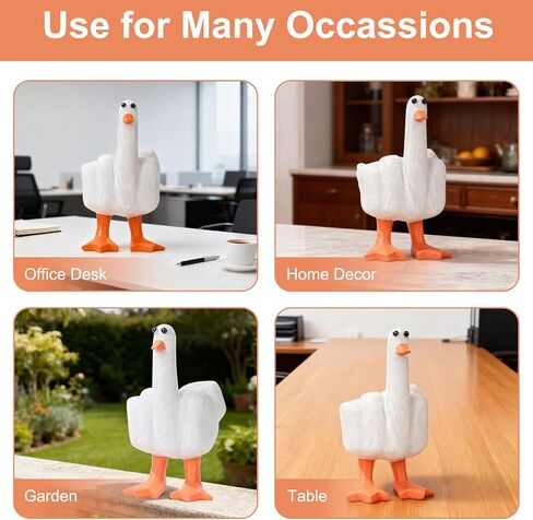 Funny Duck Decor, Cute Statue,White Resin Decoration, Parody Stress Relieving Home Item, Creative Bookshelf, Office Desk Ornament, for Best Friends in Saudi Arabia