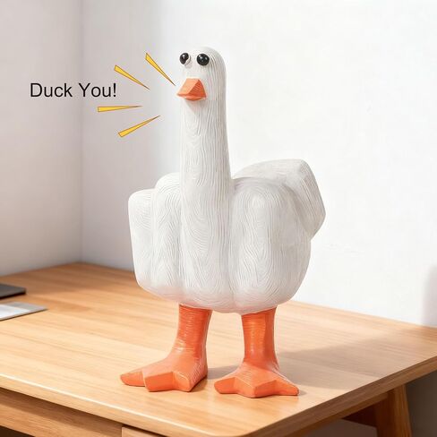 Funny Duck Decor, Cute Statue,White Resin Decoration, Parody Stress Relieving Home Item, Creative Bookshelf, Office Desk Ornament, for Best Friends in Saudi Arabia