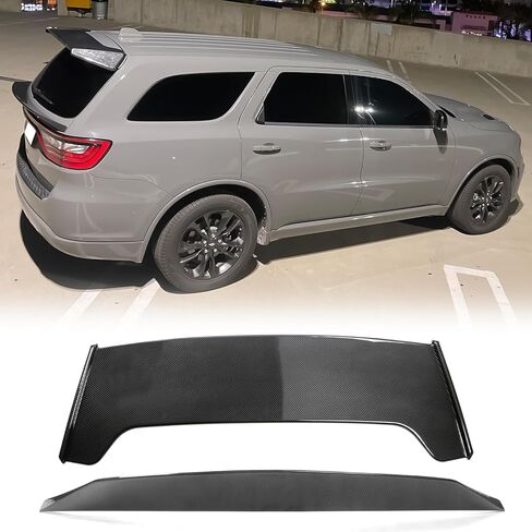 FREEMOTOR802 Compatible with 2021-2025 Dodge Durango (Except SRT) Trunk Spoiler + Roof Spoiler, ABS Gloss Black Duckbill Style Rear Middle Trunk Tail Lip & IKON Style Roof Spoiler Wing in Saudi Arabia