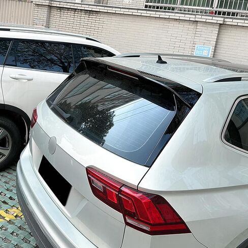 جناح خلفي للسقف وجناح جانبي لجناح النافذة الخلفية متوافق مع VW Tiguan MK2 R-Line 2017 2018 2019 2020 2021 2022 2023 فاصل سبويلر خلفي للسيارة، أسود لامع in Kuwait