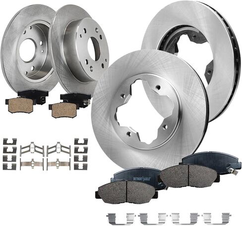 Detroit Axle - 8pc Brake Kit for 2014-2022 Jeep Cherokee, 2015 2016 2017 2018 2019 2020 2021 Disc Brakes Rotors Ceramic Brake Pads Replacement : 12.99" inch Front and 10.95" inch Rear Rotor in Saudi Arabia