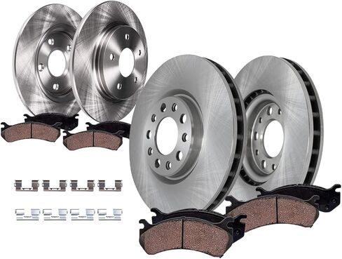 Detroit Axle - 8pc Brake Kit for 2014-2022 Jeep Cherokee, 2015 2016 2017 2018 2019 2020 2021 Disc Brakes Rotors Ceramic Brake Pads Replacement : 12.99" inch Front and 10.95" inch Rear Rotor in Saudi Arabia