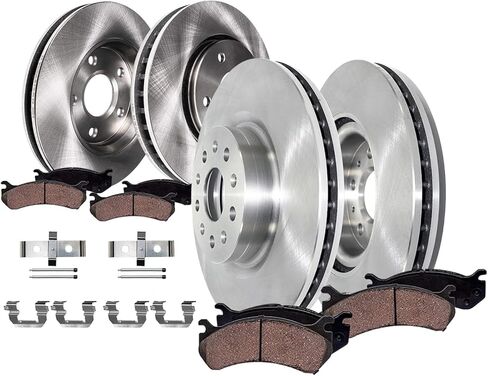 Detroit Axle - 8pc Brake Kit for 2014-2022 Jeep Cherokee, 2015 2016 2017 2018 2019 2020 2021 Disc Brakes Rotors Ceramic Brake Pads Replacement : 12.99" inch Front and 10.95" inch Rear Rotor in Saudi Arabia