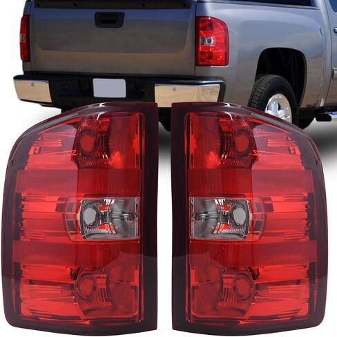 مجموعة مصابيح الذيل متوافقة مع 2007-2013 Chevy Silverado 1500/2500HD/3500HD & 2007-2014 GMC Sierra 3500HD بدون مصابيح وحزام أسلاك، جانب السائق والراكب in Kuwait