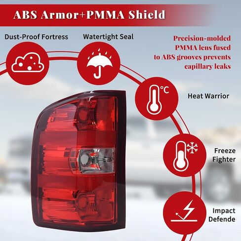 مجموعة مصابيح الذيل متوافقة مع 2007-2013 Chevy Silverado 1500/2500HD/3500HD & 2007-2014 GMC Sierra 3500HD بدون مصابيح وحزام أسلاك، جانب السائق والراكب in Kuwait