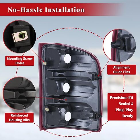 مجموعة مصابيح الذيل متوافقة مع 2007-2013 Chevy Silverado 1500/2500HD/3500HD & 2007-2014 GMC Sierra 3500HD بدون مصابيح وحزام أسلاك، جانب السائق والراكب in Kuwait