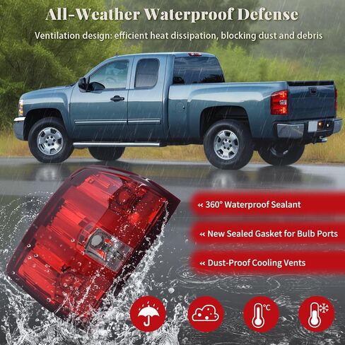 مجموعة مصابيح الذيل متوافقة مع 2007-2013 Chevy Silverado 1500/2500HD/3500HD & 2007-2014 GMC Sierra 3500HD بدون مصابيح وحزام أسلاك، جانب السائق والراكب in Kuwait