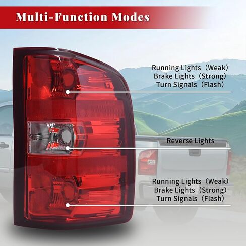 مجموعة مصابيح الذيل متوافقة مع 2007-2013 Chevy Silverado 1500/2500HD/3500HD & 2007-2014 GMC Sierra 3500HD بدون مصابيح وحزام أسلاك، جانب السائق والراكب in Kuwait