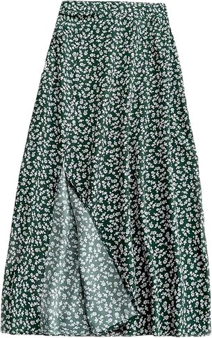 تنورة GORGLITTER النسائية بوهو الأزهار Bodycon متوسطة الطول مع فتحة عادية عصرية عالية الخصر انسيابية الجانب سبليت ماكسي التنانير الطويلة in Kuwait