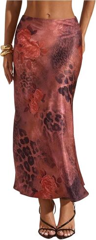 تنورة طويلة نسائية طويلة من SweatyRocks بطبعة زهور الفهد أنيقة ومنخفضة الارتفاع بحاشية ذيل السمكة in Kuwait