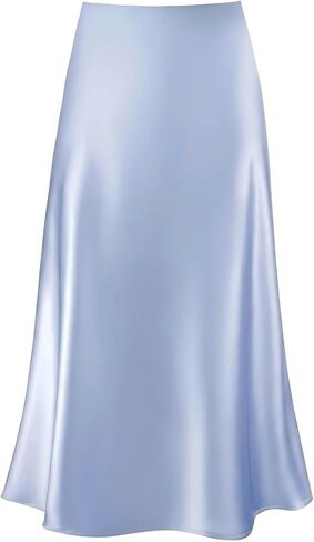 2026 Women's Satin Midi Skirt Elastic High Waisted A Line Spring Summer Flowy Silk Long Skirts for Women in Saudi Arabia