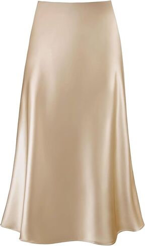 2026 Women's Satin Midi Skirt Elastic High Waisted A Line Spring Summer Flowy Silk Long Skirts for Women in Saudi Arabia