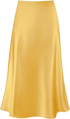 2026 Women's Satin Midi Skirt Elastic High Waisted A Line Spring Summer Flowy Silk Long Skirts for Women in Saudi Arabia