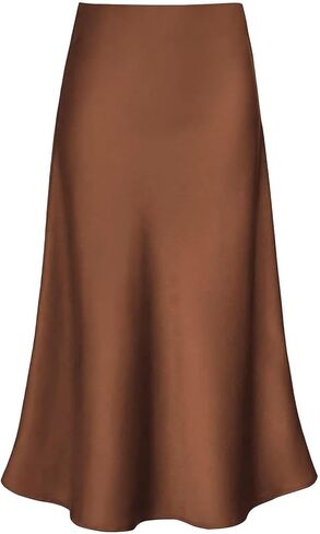 2026 Women's Satin Midi Skirt Elastic High Waisted A Line Spring Summer Flowy Silk Long Skirts for Women in Saudi Arabia