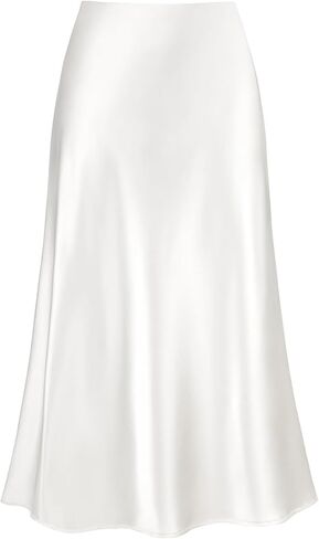 2026 Women's Satin Midi Skirt Elastic High Waisted A Line Spring Summer Flowy Silk Long Skirts for Women in Saudi Arabia