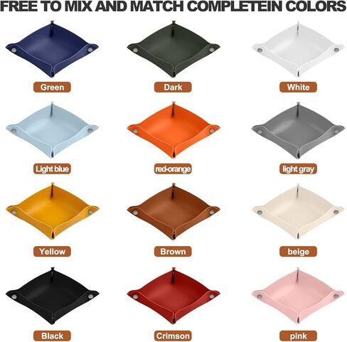 24PCS Valet Tray Bulk, PU Leather Jewelry Tray for Men Women Folding Travel Storage Dish Plate Key Tray Entryway Desk Organizer for Phone, Keys, Glasses, Coin, Wallet, Earphone(12 Colors) in Saudi Arabia