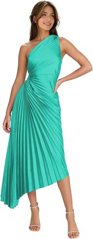 One Shoulder Satin Evening Gown Corset Pleated Formal Part Dress Long for Women DIN002 in Saudi Arabia